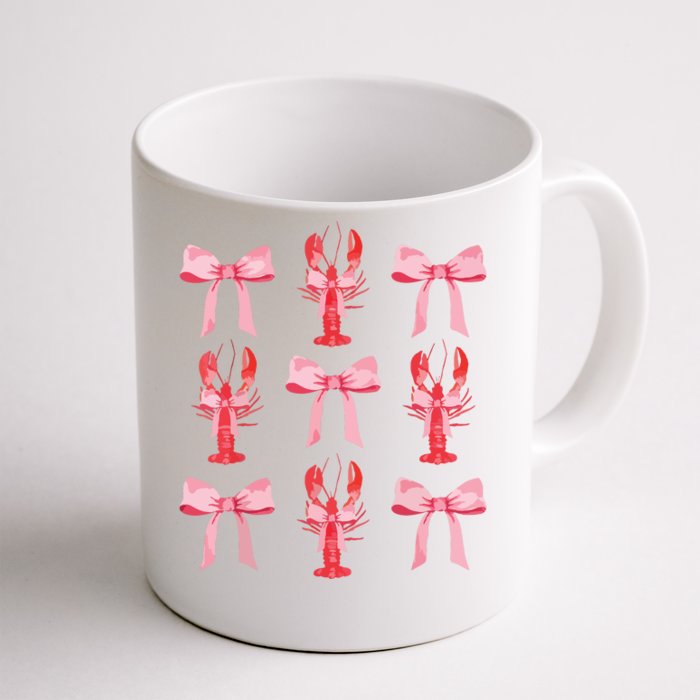 Pink Bow Cute Coquette Crawfish Clean Girl Aesthetic Front & Back Coffee Mug