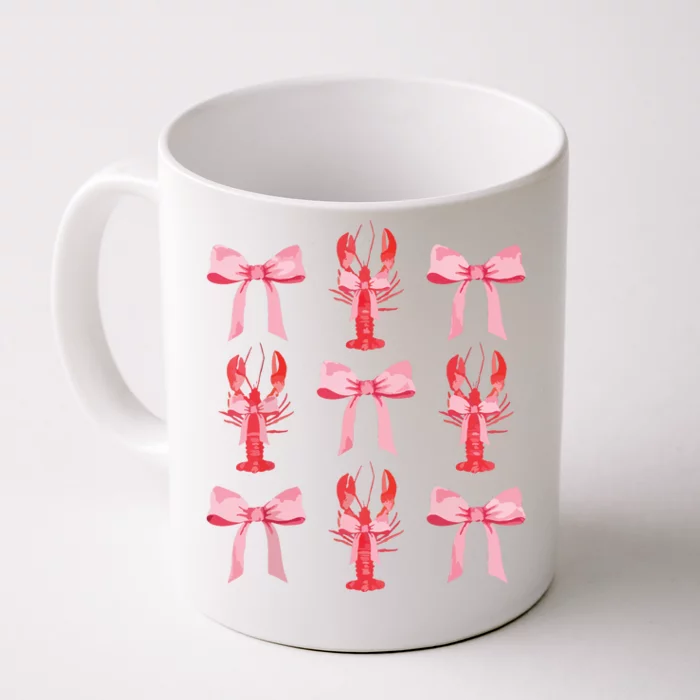 Pink Bow Cute Coquette Crawfish Clean Girl Aesthetic Front & Back Coffee Mug