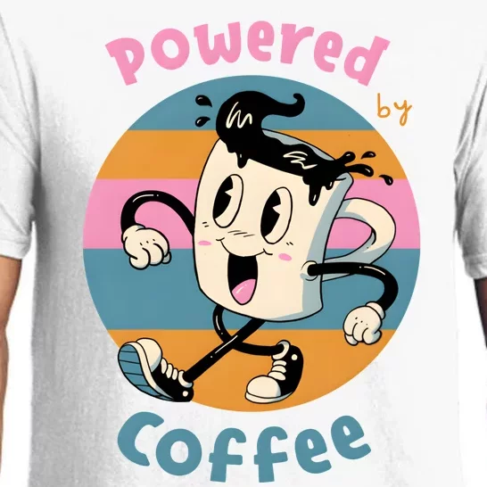 Powered By Coffee Lover Cute Coffee Cup Retro Pajama Set