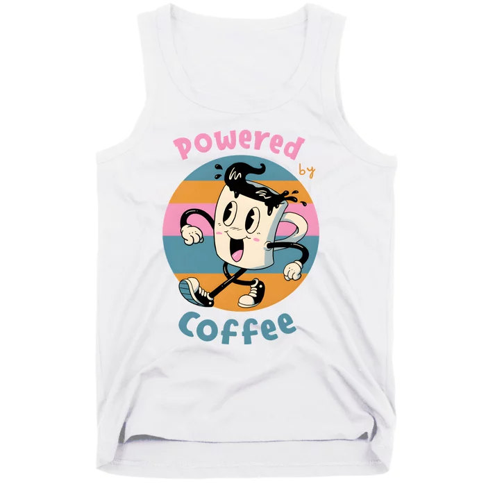 Powered By Coffee Lover Cute Coffee Cup Retro Tank Top