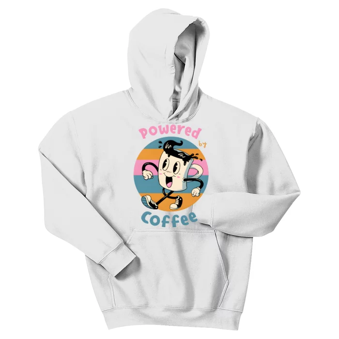 Powered By Coffee Lover Cute Coffee Cup Retro Kids Hoodie