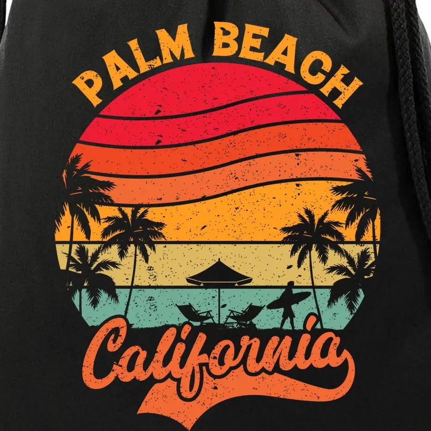 Palm Beach California Surfing Paradise Drawstring Bag