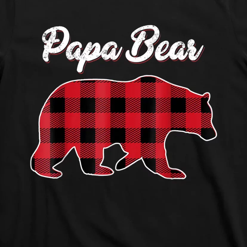 Papa Bear Christmas Pajama Red Plaid Buffalo Family TShirt T-Shirt