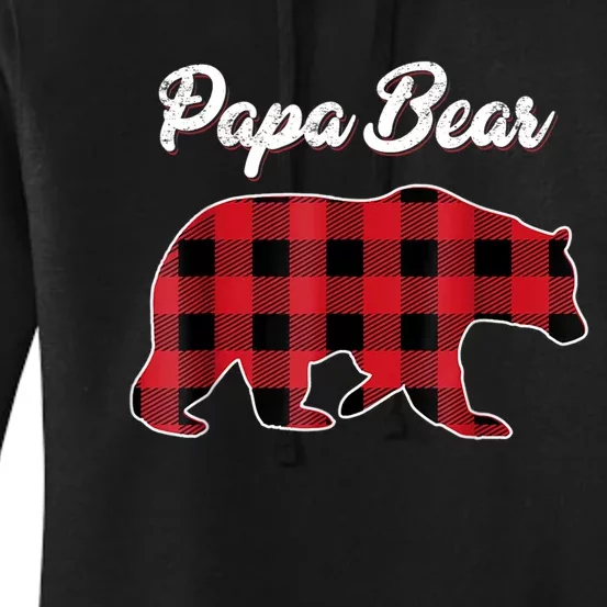 Papa Bear Christmas Pajama Red Plaid Buffalo Family TShirt Women's Pullover Hoodie