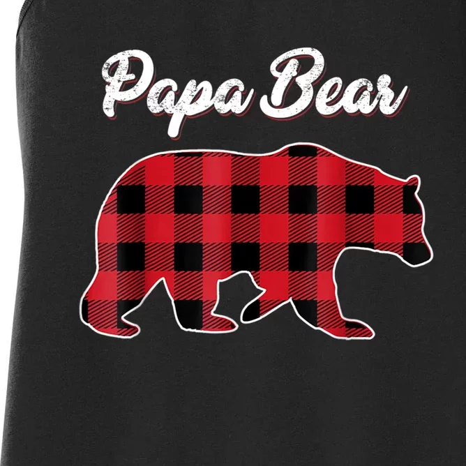 Papa Bear Christmas Pajama Red Plaid Buffalo Family TShirt Women's Racerback Tank