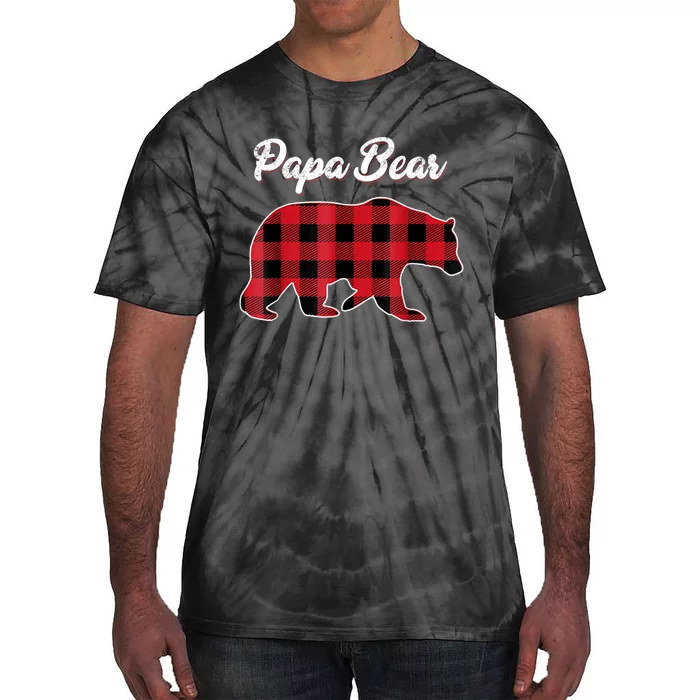 Papa Bear Christmas Pajama Red Plaid Buffalo Family TShirt Tie-Dye T-Shirt