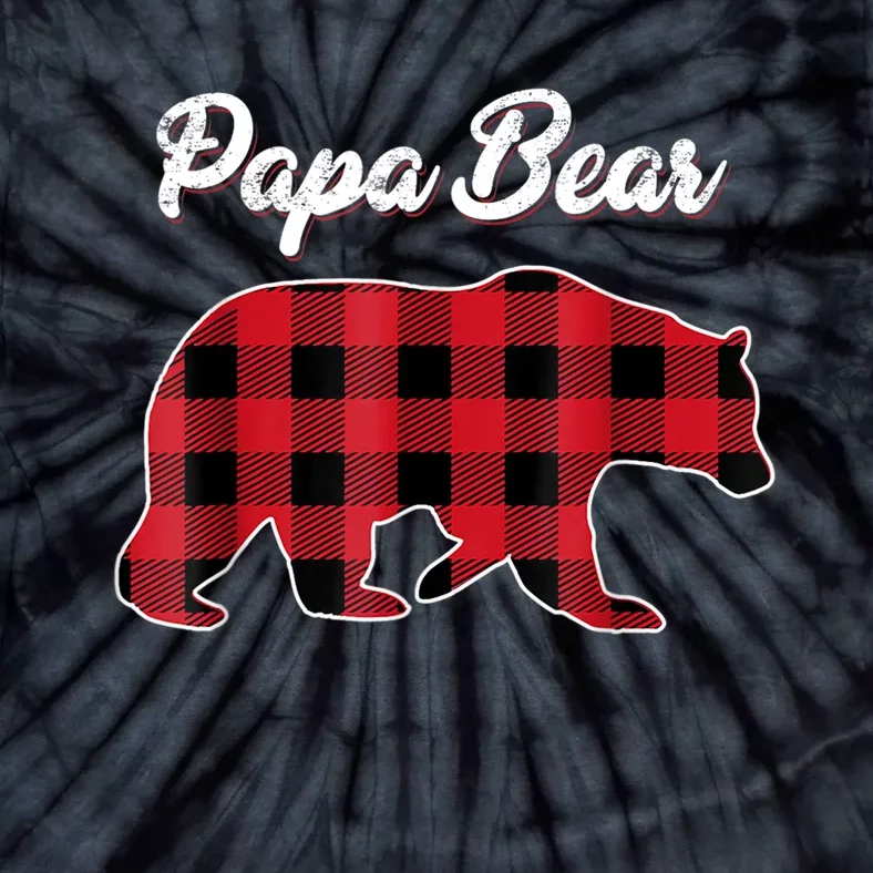 Papa Bear Christmas Pajama Red Plaid Buffalo Family TShirt Tie-Dye T-Shirt