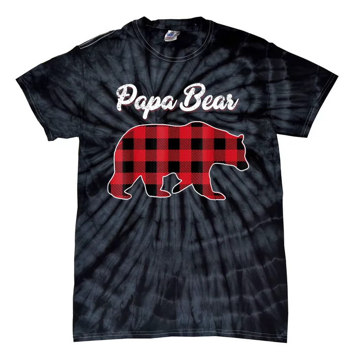 Papa Bear Christmas Pajama Red Plaid Buffalo Family TShirt Tie-Dye T-Shirt