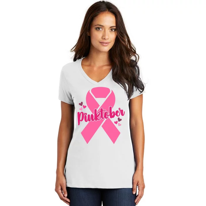 Pinktober Breast Cancer Awareness October Women's V-Neck T-Shirt