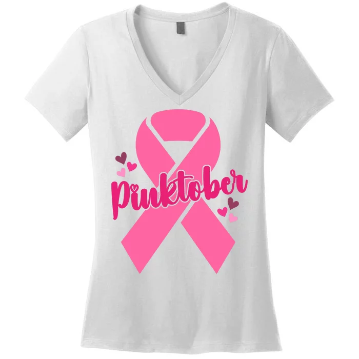 Pinktober Breast Cancer Awareness October Women's V-Neck T-Shirt