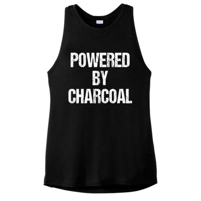 Powered By Charcoal Bbq Grill Barbecue Gift Ladies Tri-Blend Wicking Tank