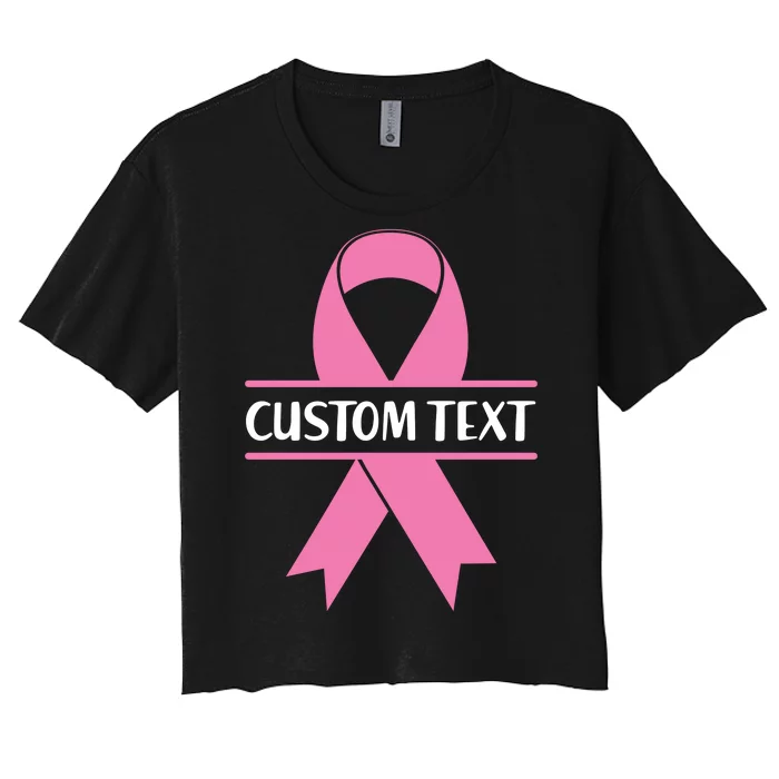 Personalize Breast Cancer Awareness Custom Text Women's Crop Top Tee