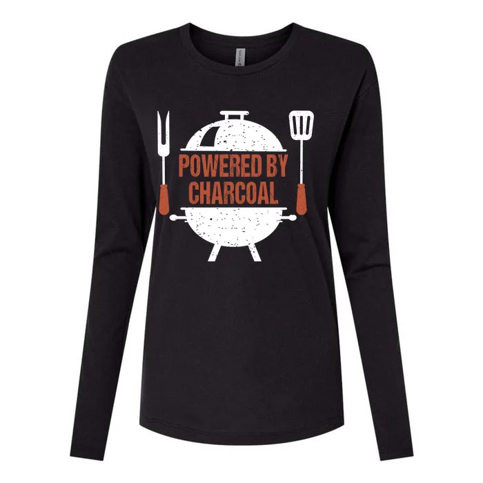 Powered By Charcoal Bbq Grill Barbecue Great Gift Womens Cotton Relaxed Long Sleeve T-Shirt