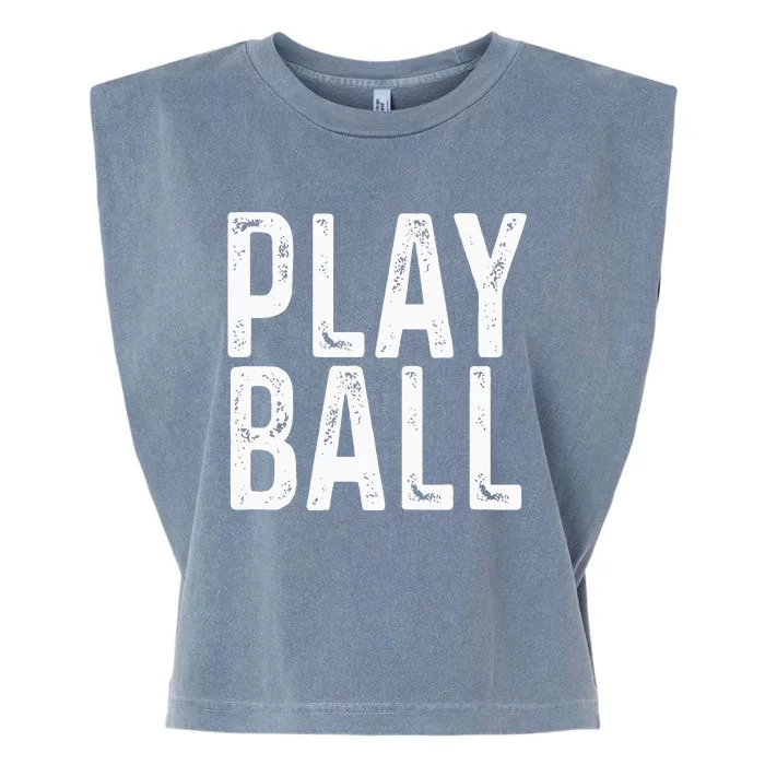 Play Ball Cute Baseball Softball Funny Garment-Dyed Women's Muscle Tee