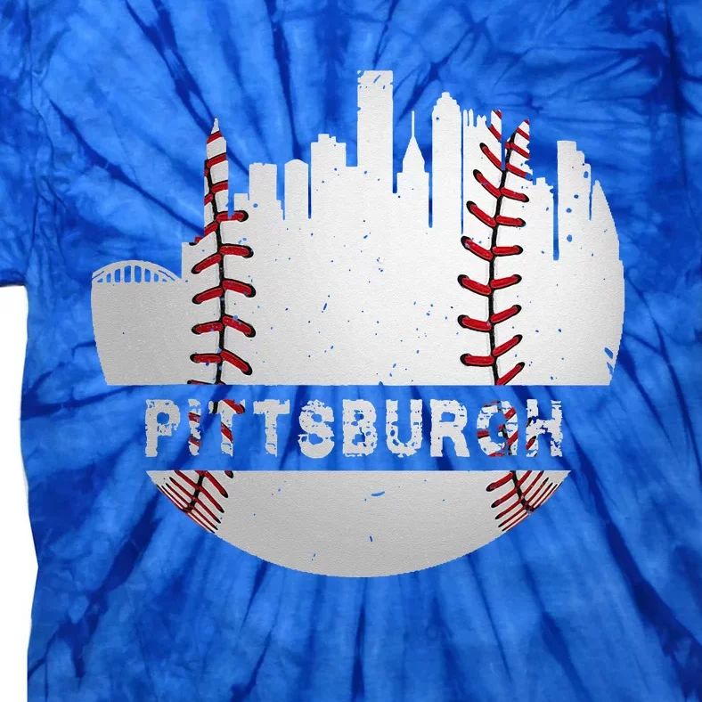 Pittsburgh Baseball Cityscape Distressed Novelty Pirate Gift Tie-Dye T-Shirt