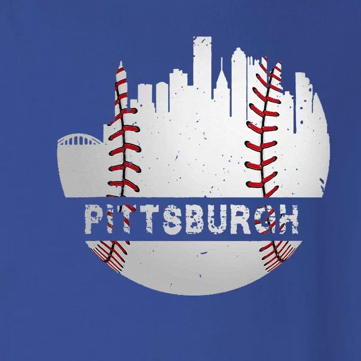 Pittsburgh Baseball Cityscape Distressed Novelty Pirate Gift Toddler Long Sleeve Shirt