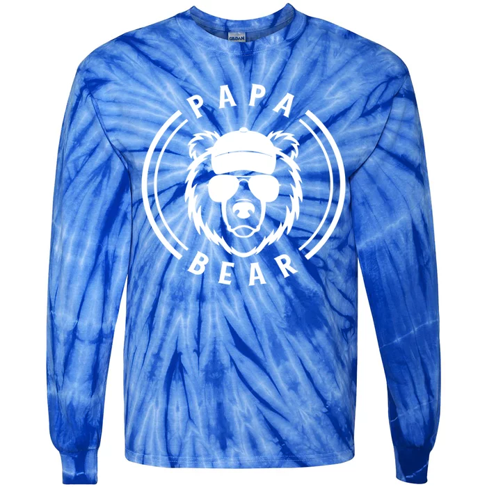 Papa Bear Cool Gift Tie-Dye Long Sleeve Shirt