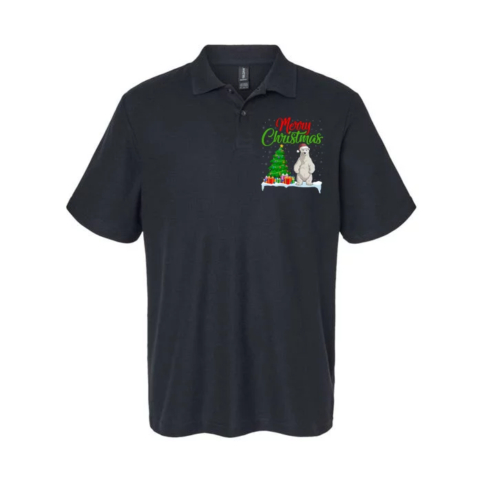 Polar Bear Christmas Tree Lights Funny Xmas Polar Bear Lover Softstyle Adult Sport Polo