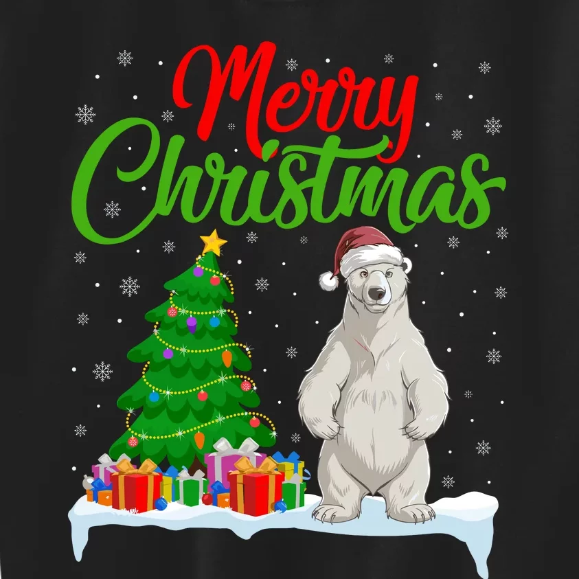 Polar Bear Christmas Tree Lights Funny Xmas Polar Bear Lover Kids Sweatshirt