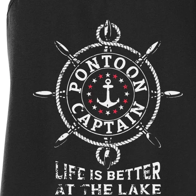 Pontoon Boat Captain Lake Boating Pontooning Women's Racerback Tank