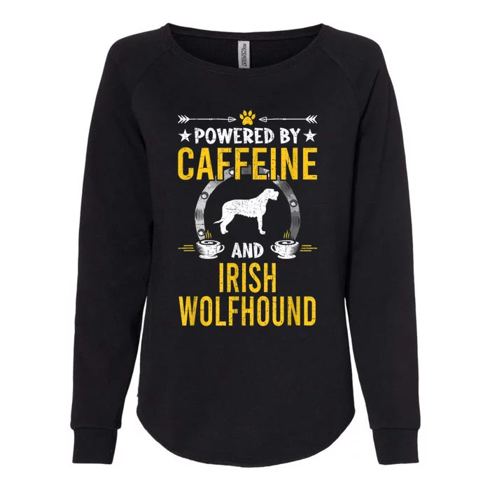 Powered By Caffeine And Irish Wolfhound Dog Lovers Womens California Wash Sweatshirt