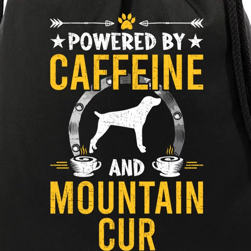 Powered By Caffeine And Mountain Cur Dog Lovers Long Sleeve Drawstring Bag