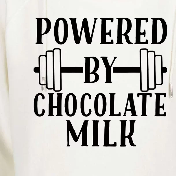 Powered By Chocolate Milk Weight Lifting Womens Funnel Neck Pullover Hood