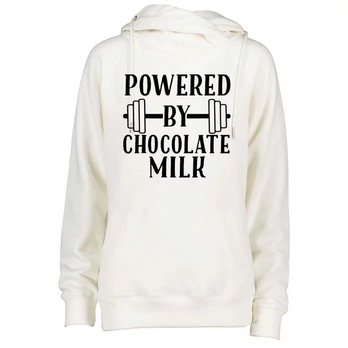 Powered By Chocolate Milk Weight Lifting Womens Funnel Neck Pullover Hood