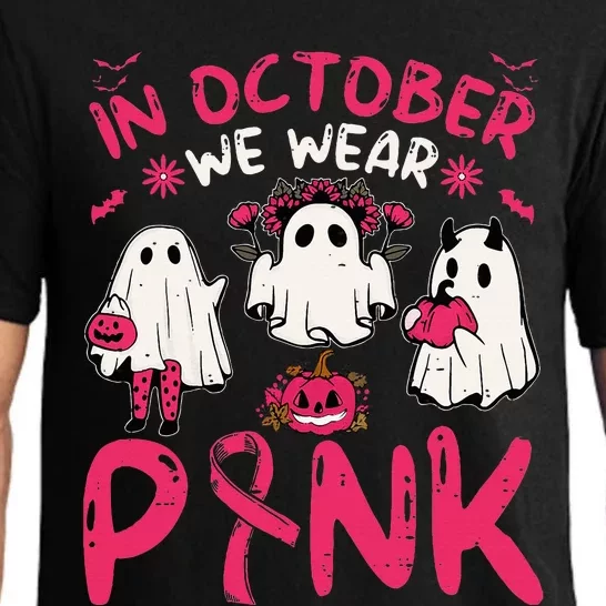 Pink Breast Cancer Awareness Ghost Halloween Costume Pajama Set