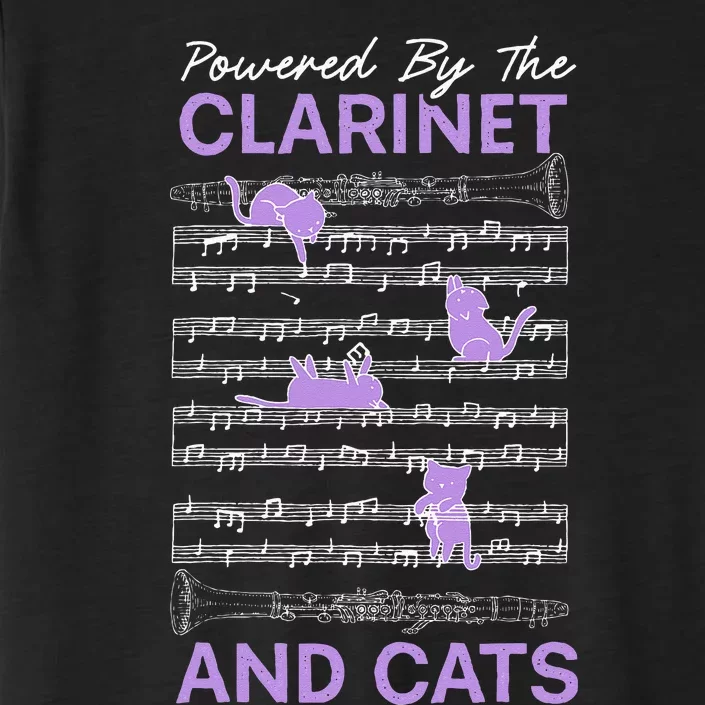 Powered By Clarinet And Cats Kitty Lover Musician ChromaSoft Performance T-Shirt