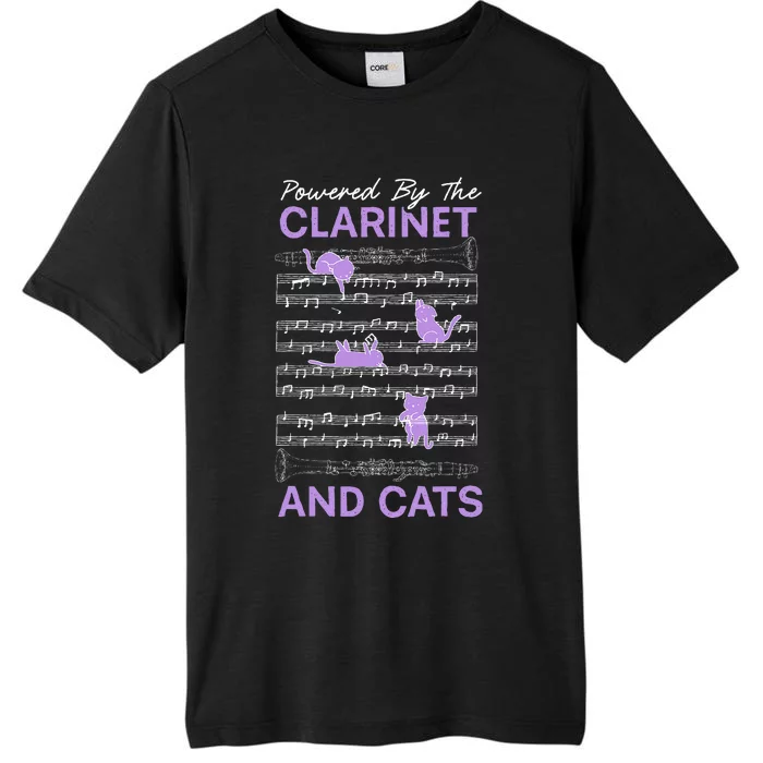 Powered By Clarinet And Cats Kitty Lover Musician ChromaSoft Performance T-Shirt