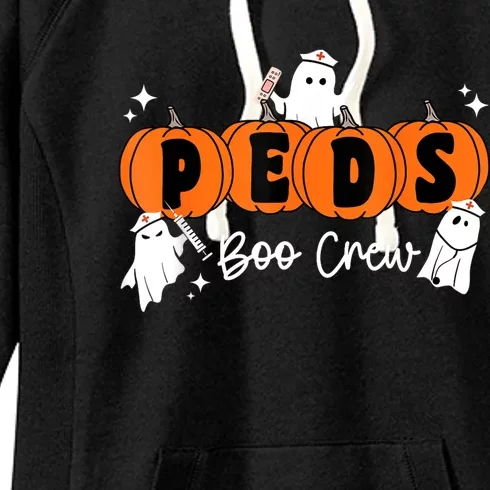 Peds Boo Crew Ghost Pumpkin Pediatric Nurse Halloween Women's Fleece Hoodie