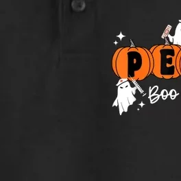 Peds Boo Crew Ghost Pumpkin Pediatric Nurse Halloween Dry Zone Grid Performance Polo