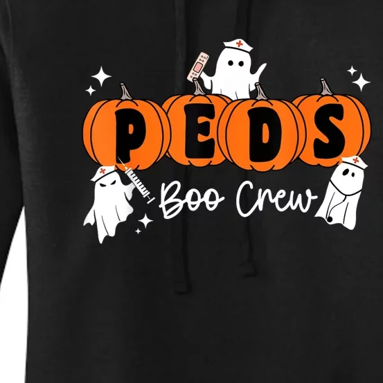 Peds Boo Crew Ghost Pumpkin Pediatric Nurse Halloween Women's Pullover Hoodie