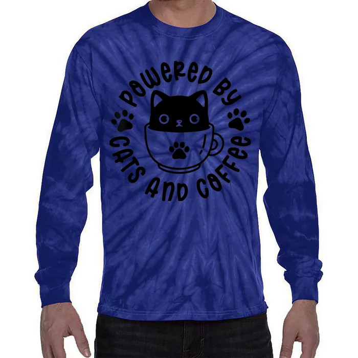 Powered By Cats And Coffee Tie-Dye Long Sleeve Shirt