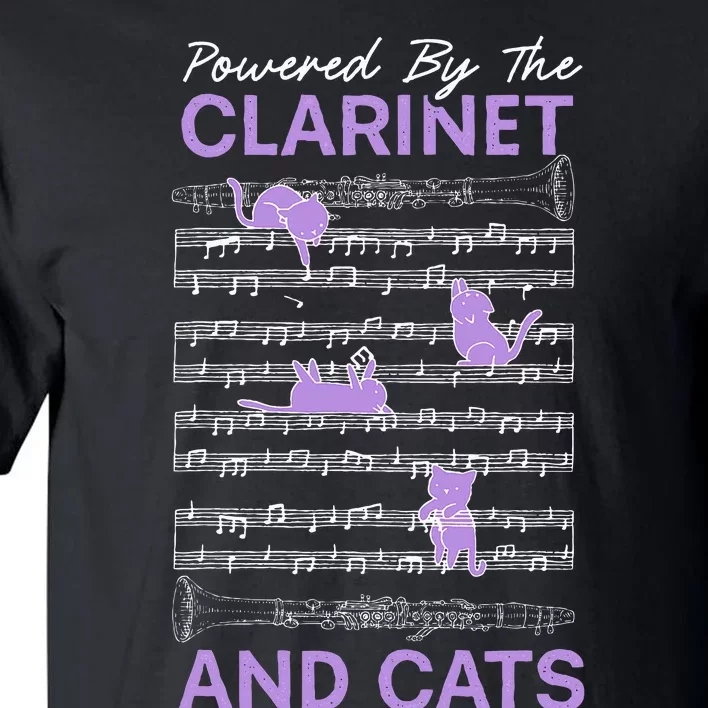 Powered By Clarinet And Cats Kitty Lover Musician Tall T-Shirt