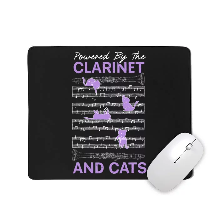 Powered By Clarinet And Cats Kitty Lover Musician Mousepad