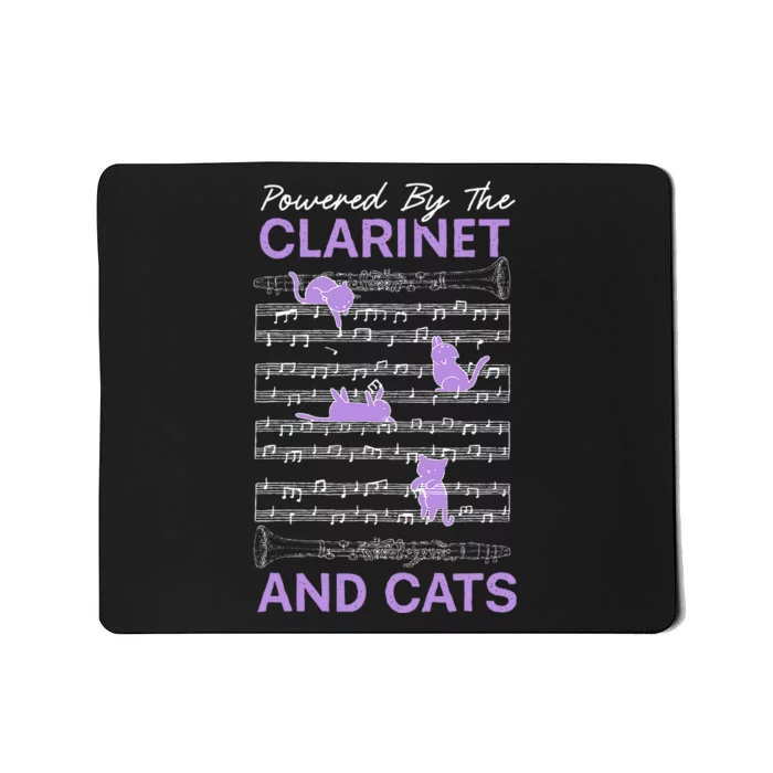 Powered By Clarinet And Cats Kitty Lover Musician Mousepad