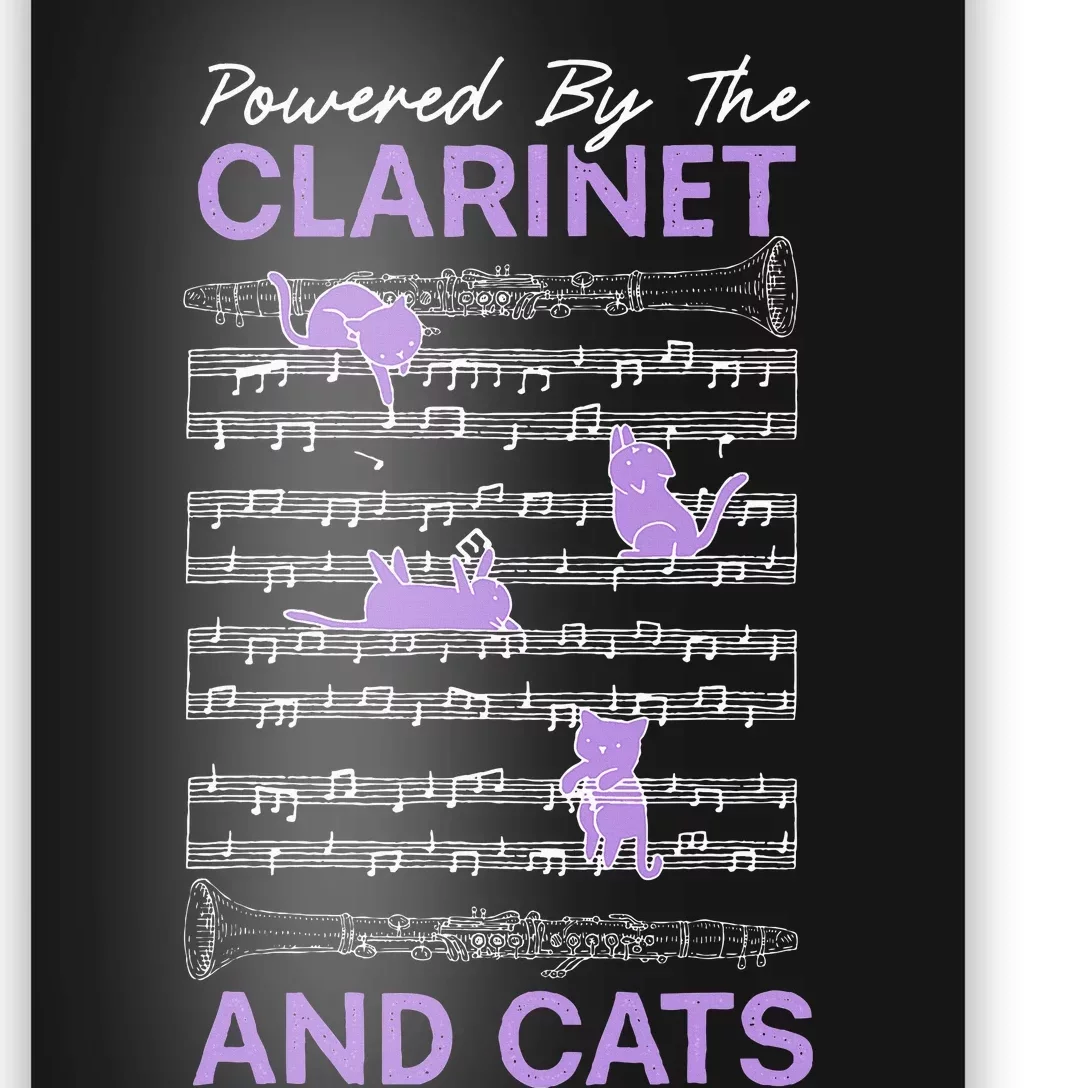 Powered By Clarinet And Cats Kitty Lover Musician Poster