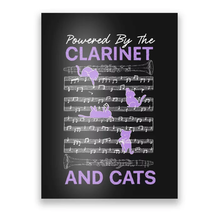 Powered By Clarinet And Cats Kitty Lover Musician Poster