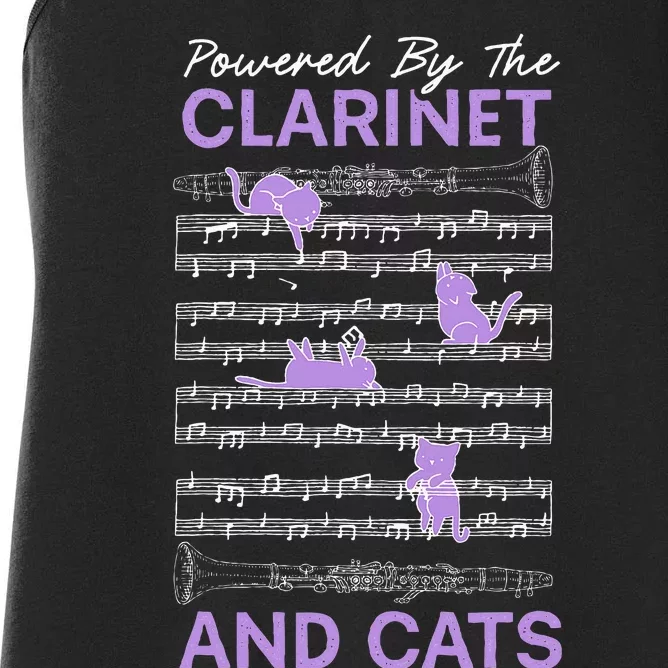 Powered By Clarinet And Cats Kitty Lover Musician Women's Racerback Tank