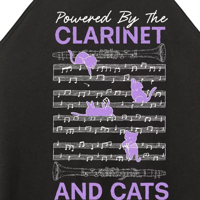 Powered By Clarinet And Cats Kitty Lover Musician Women’s Perfect Tri Rocker Tank