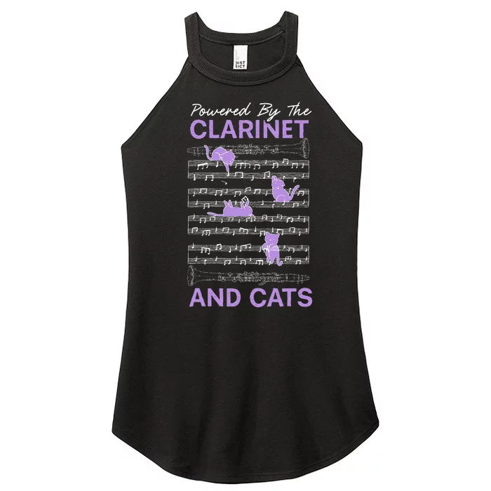 Powered By Clarinet And Cats Kitty Lover Musician Women’s Perfect Tri Rocker Tank