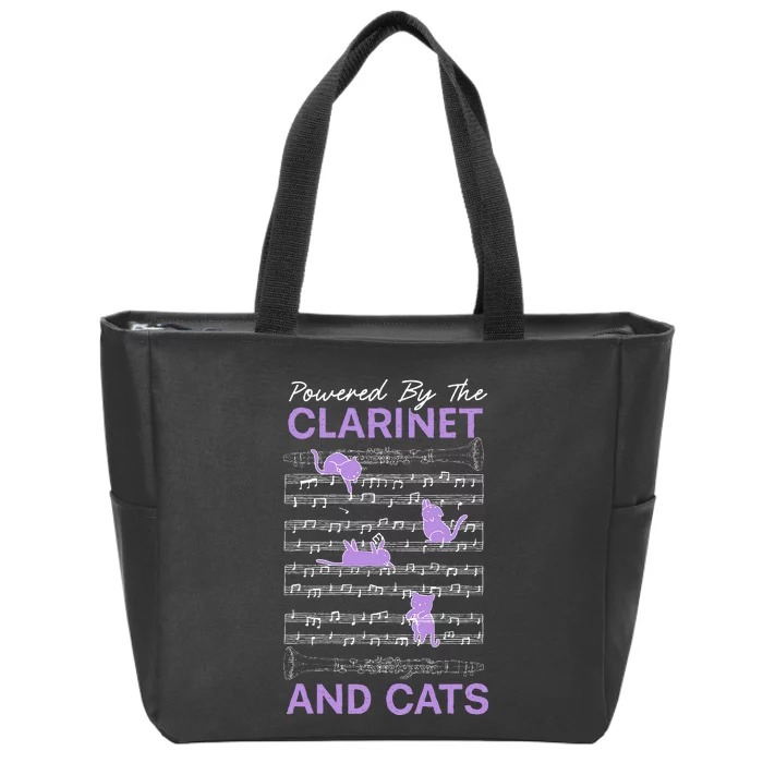 Powered By Clarinet And Cats Kitty Lover Musician Zip Tote Bag