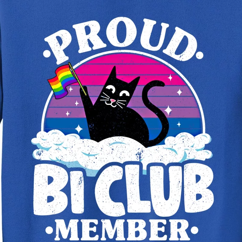 Proud Bi Club Member Cat Bisexual Flag Rainbow Bi Pride Funny Gift Tall Sweatshirt