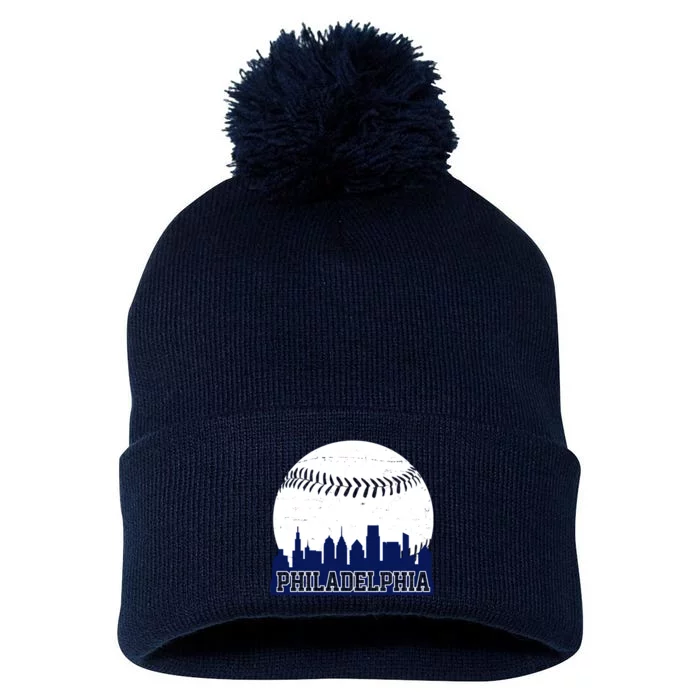 Philadelphia Baseball City Skyline Pom Pom 12in Knit Beanie