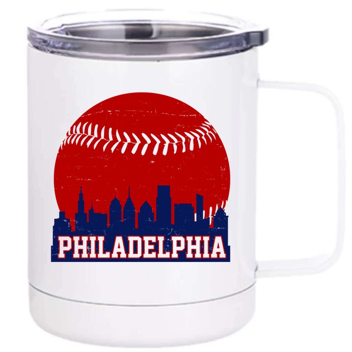 Philadelphia Baseball City Skyline Front & Back 12oz Stainless Steel Tumbler Cup