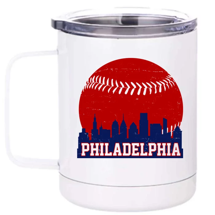 Philadelphia Baseball City Skyline Front & Back 12oz Stainless Steel Tumbler Cup