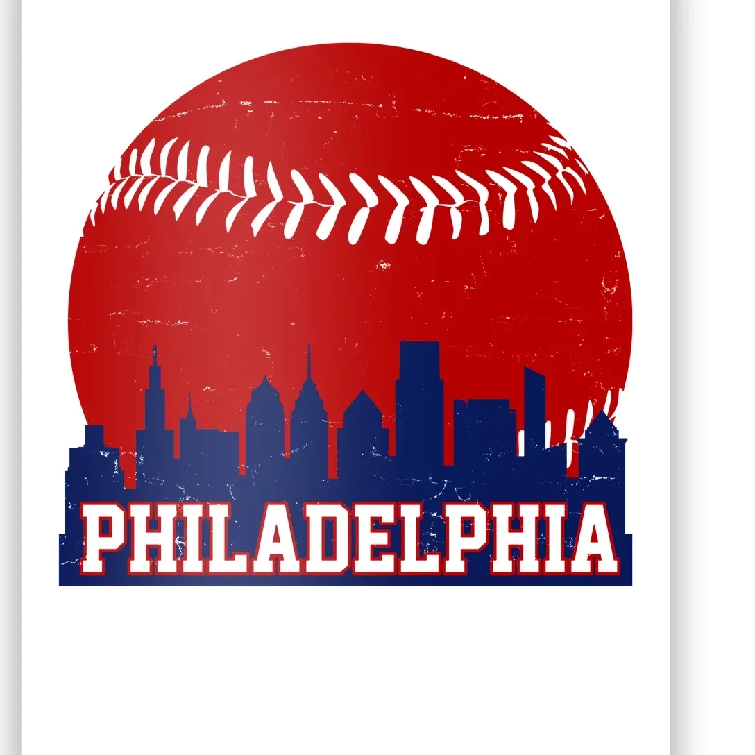 Philadelphia Baseball City Skyline Poster