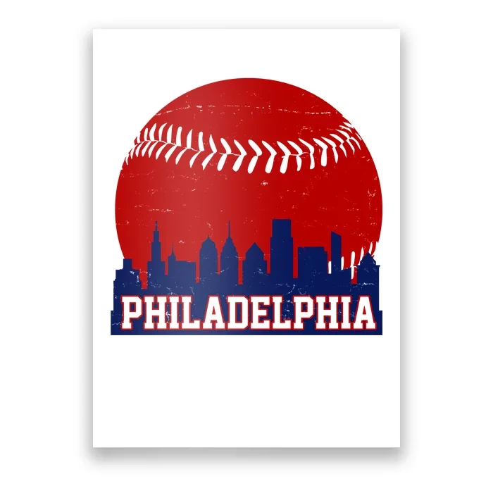 Philadelphia Baseball City Skyline Poster